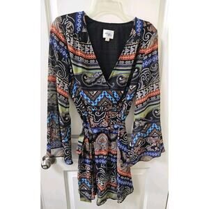 Beige by eci Geometric Print Wrap Dress Size 8